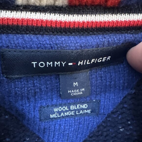 Tommy Hilfiger Men M Cardigan Wool Blend Letterman Preppy Varsity Shawl Collar - Picture 4 of 8